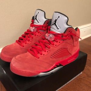 Red suede Jordan 5
